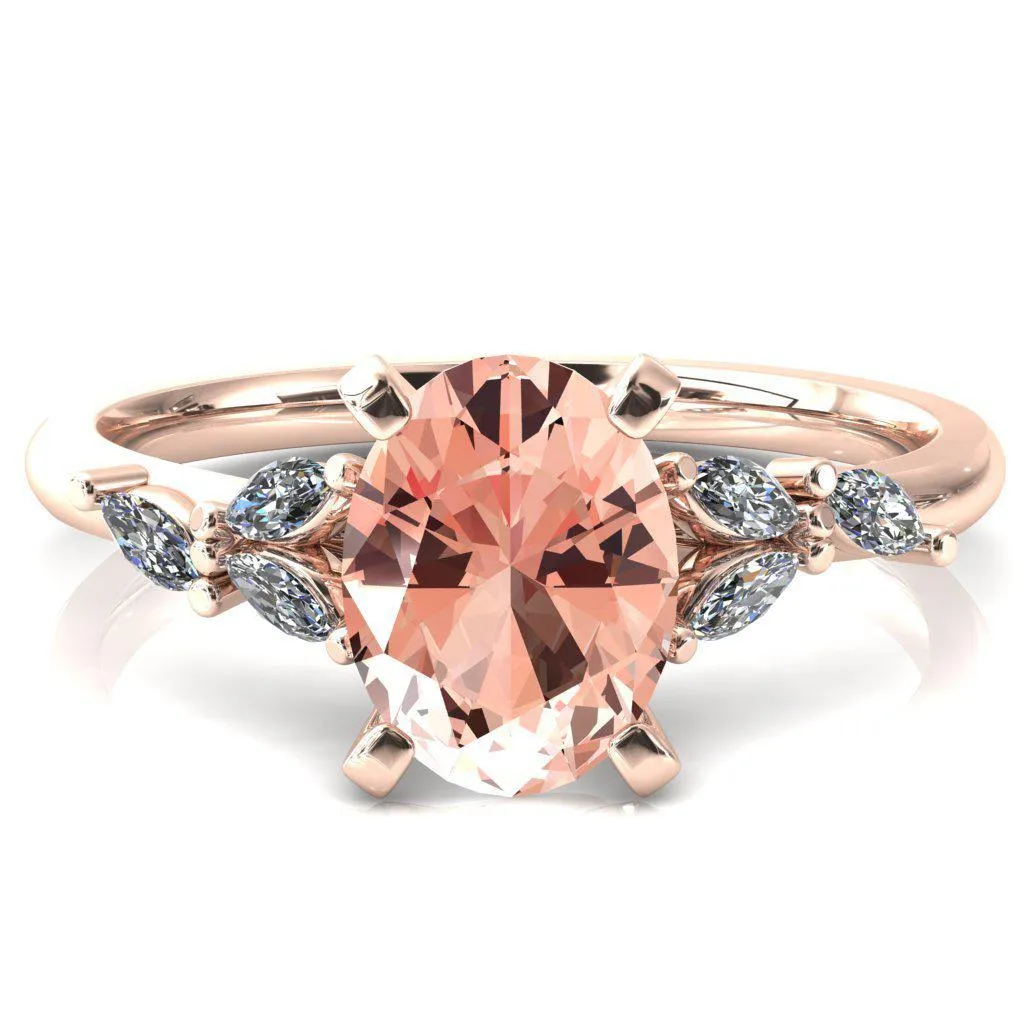 Sigrid Oval Champagne Sapphire 4 Prong Marquise Diamond Side Ring