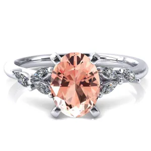 Sigrid Oval Champagne Sapphire 4 Prong Marquise Diamond Side Ring