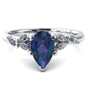 Sigrid Pear Alexandrite 5 Prong Marquise Diamond Side Ring