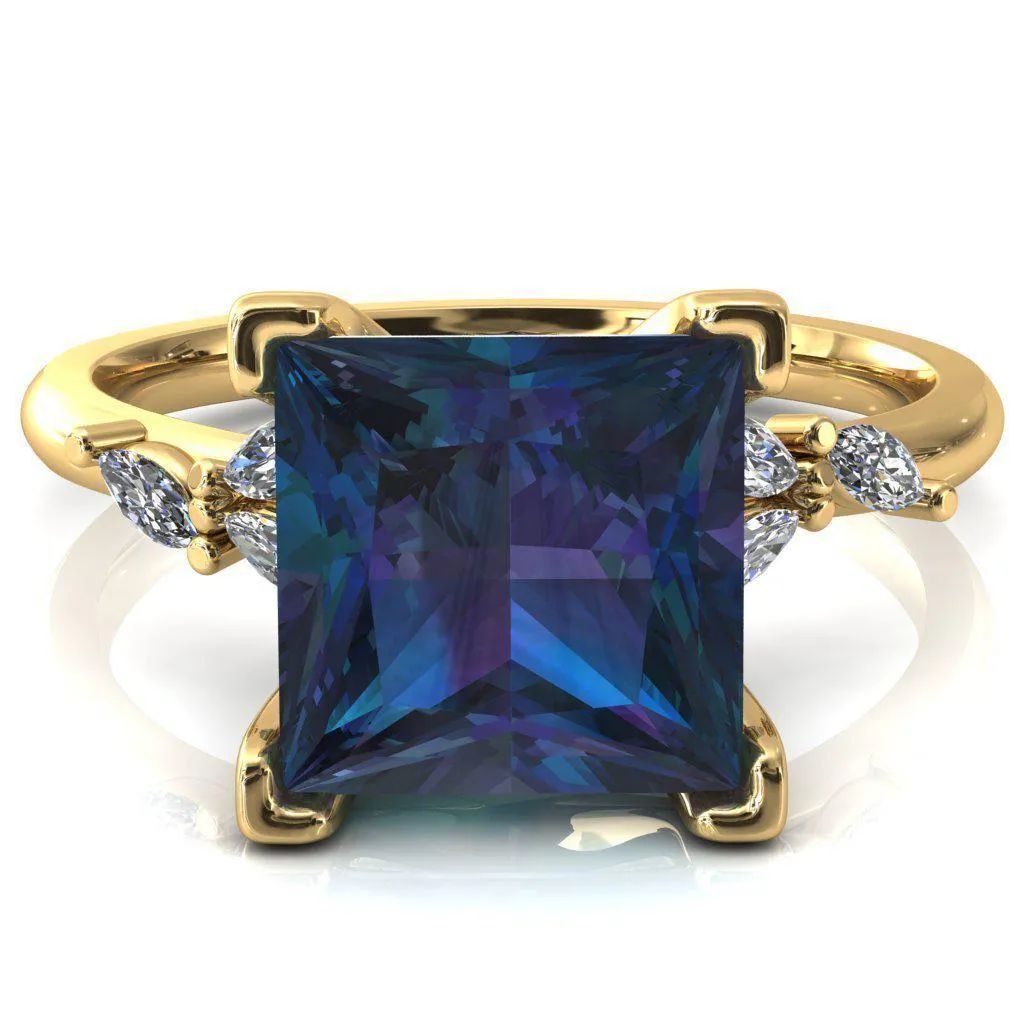 Sigrid Princess Alexandrite 4 Prong Marquise Diamond Side Ring
