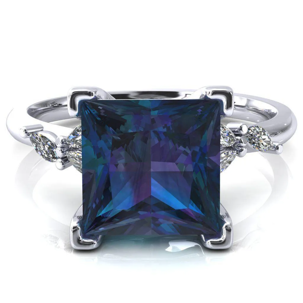 Sigrid Princess Alexandrite 4 Prong Marquise Diamond Side Ring