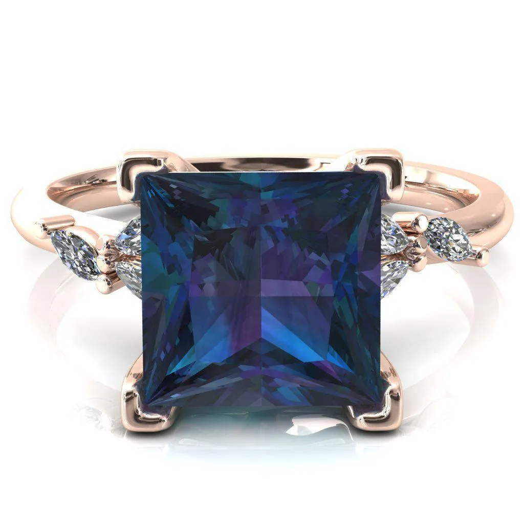 Sigrid Princess Alexandrite 4 Prong Marquise Diamond Side Ring