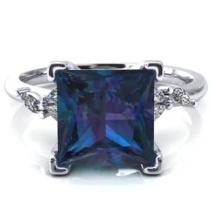Sigrid Princess Alexandrite 4 Prong Marquise Diamond Side Ring