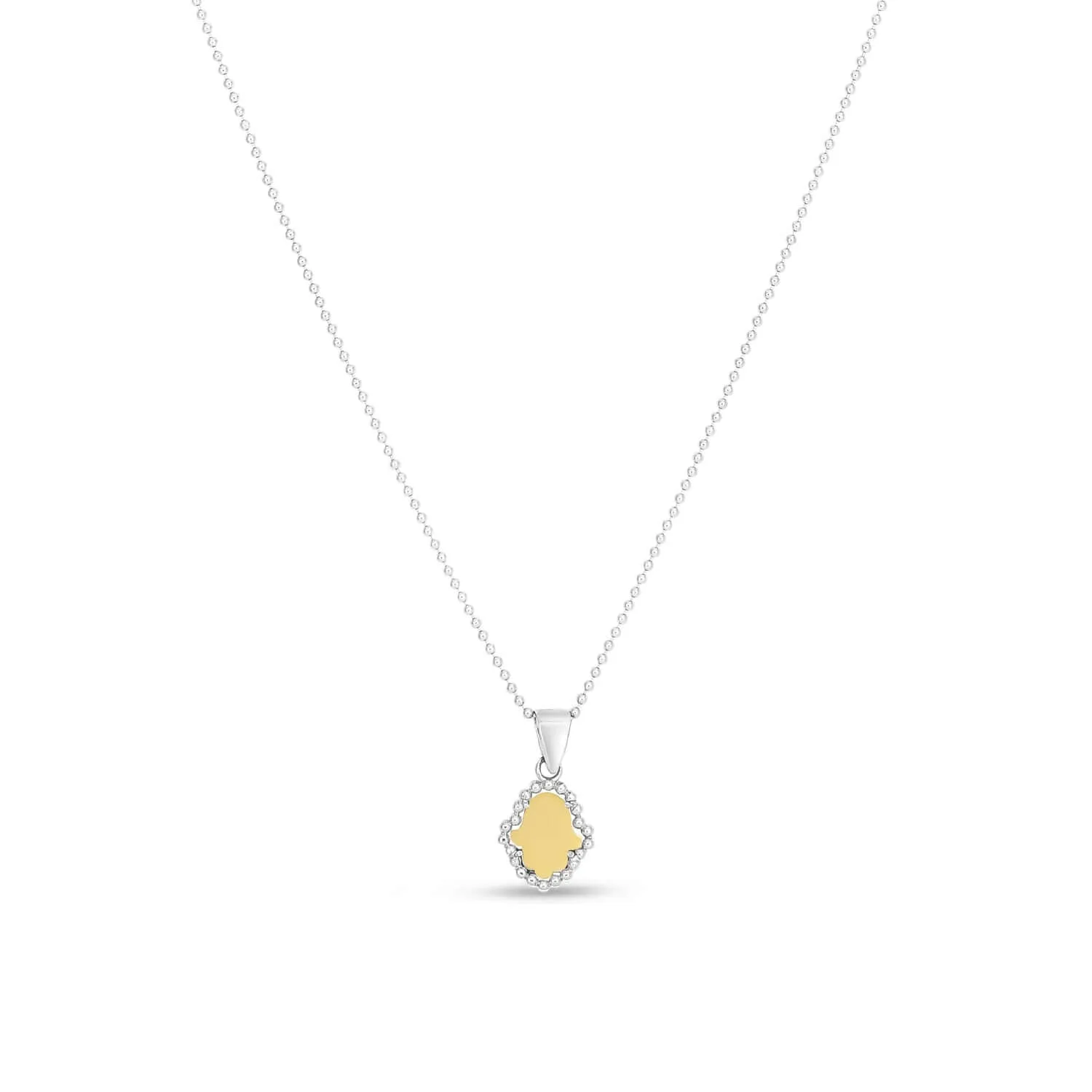 Silver & 18K Gold Beaded Hamsa Pendant