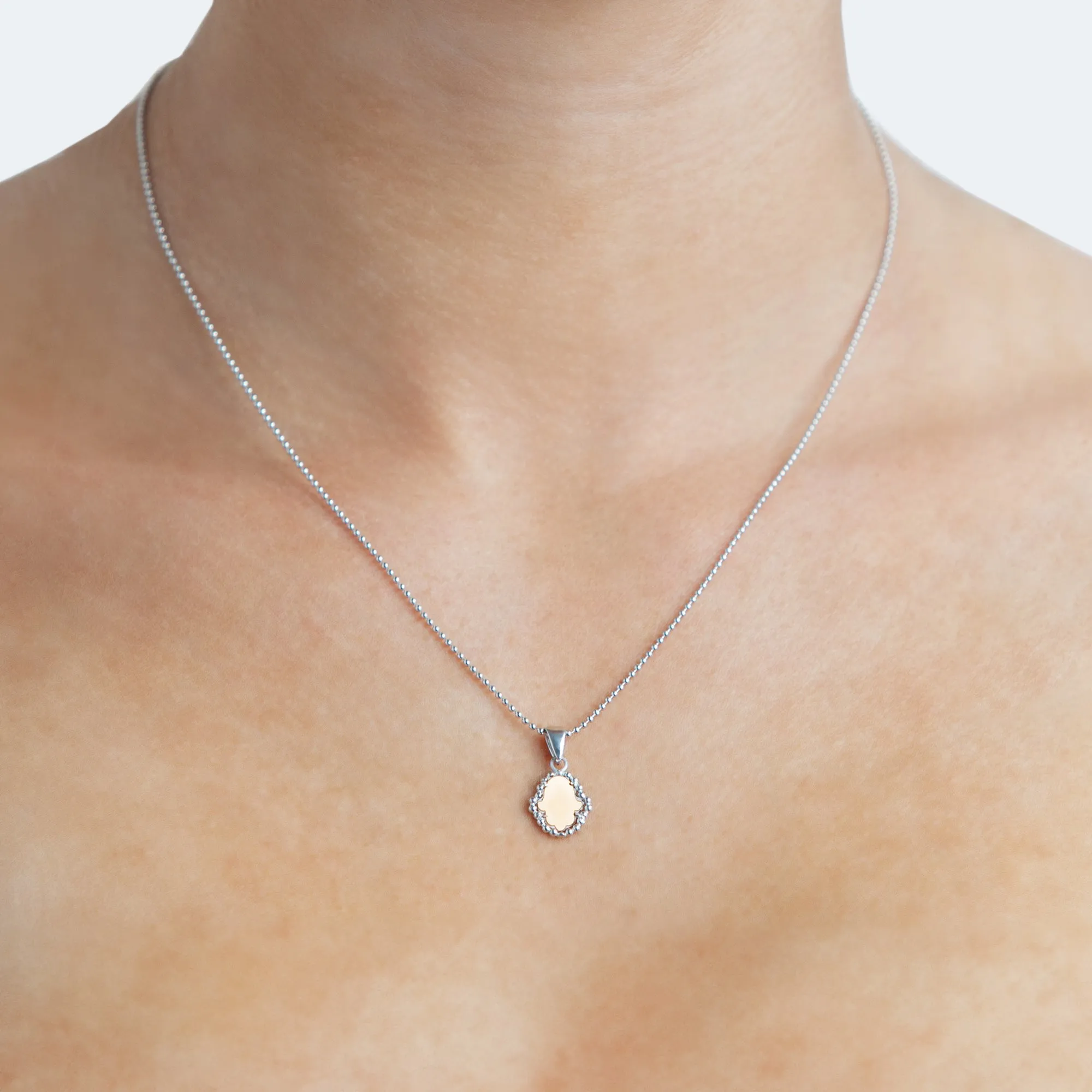 Silver & 18K Gold Beaded Hamsa Pendant
