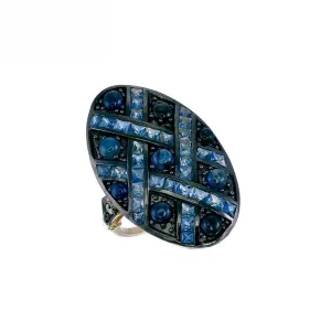 Silver and Diamond with Natural Gemstone Art Deco Style Ring