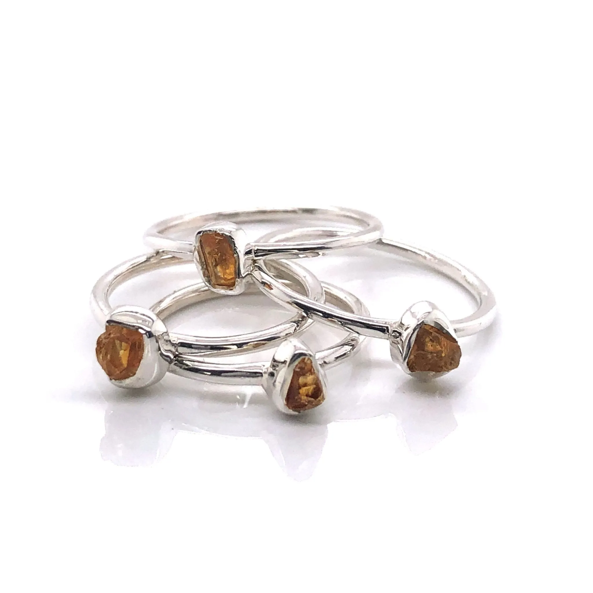 Silver Citrine Stackable Gemstone Ring