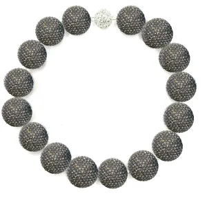 Silver Crystal Sphere Statement Necklace