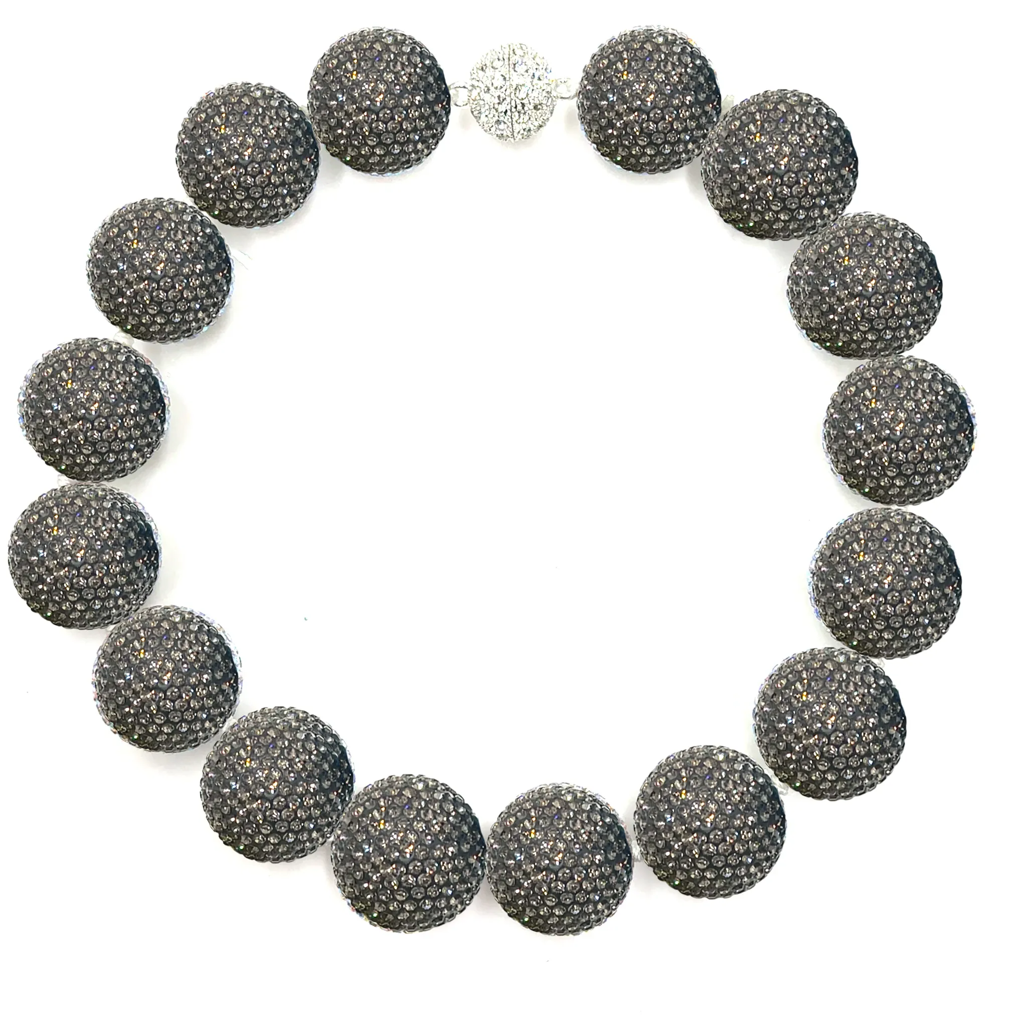 Silver Crystal Sphere Statement Necklace