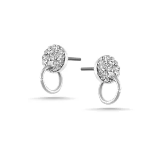 SILVER CRYSTAL STUD EARRING #SQ-121907S