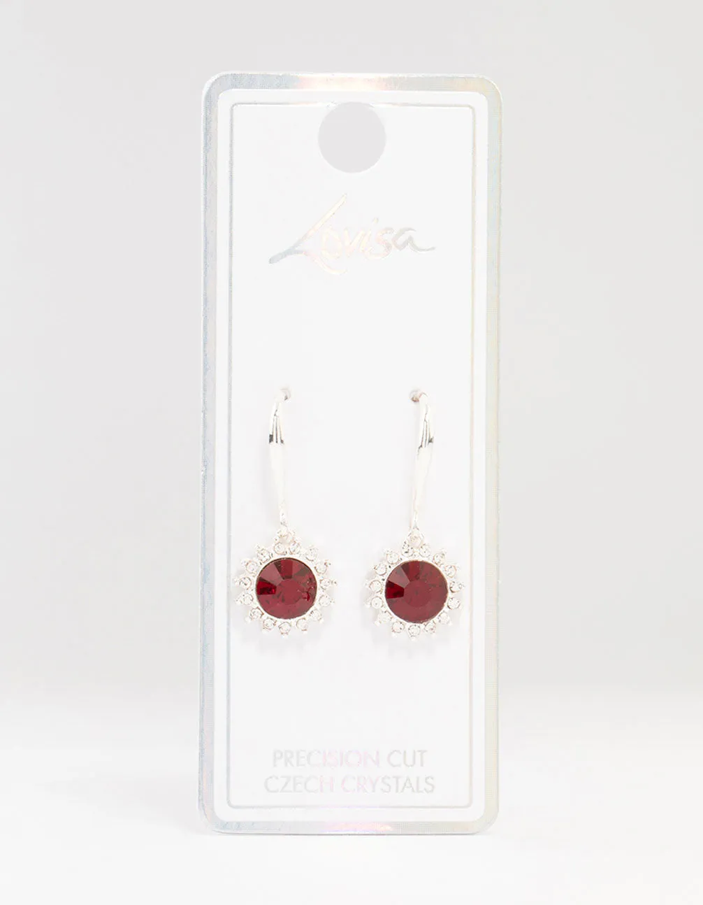 Silver Flower Czech Crystal Drop Earrings