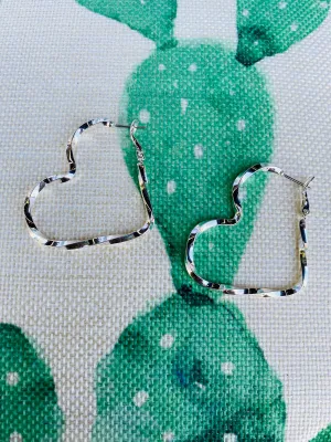 Silver Heart Hoop Earrings