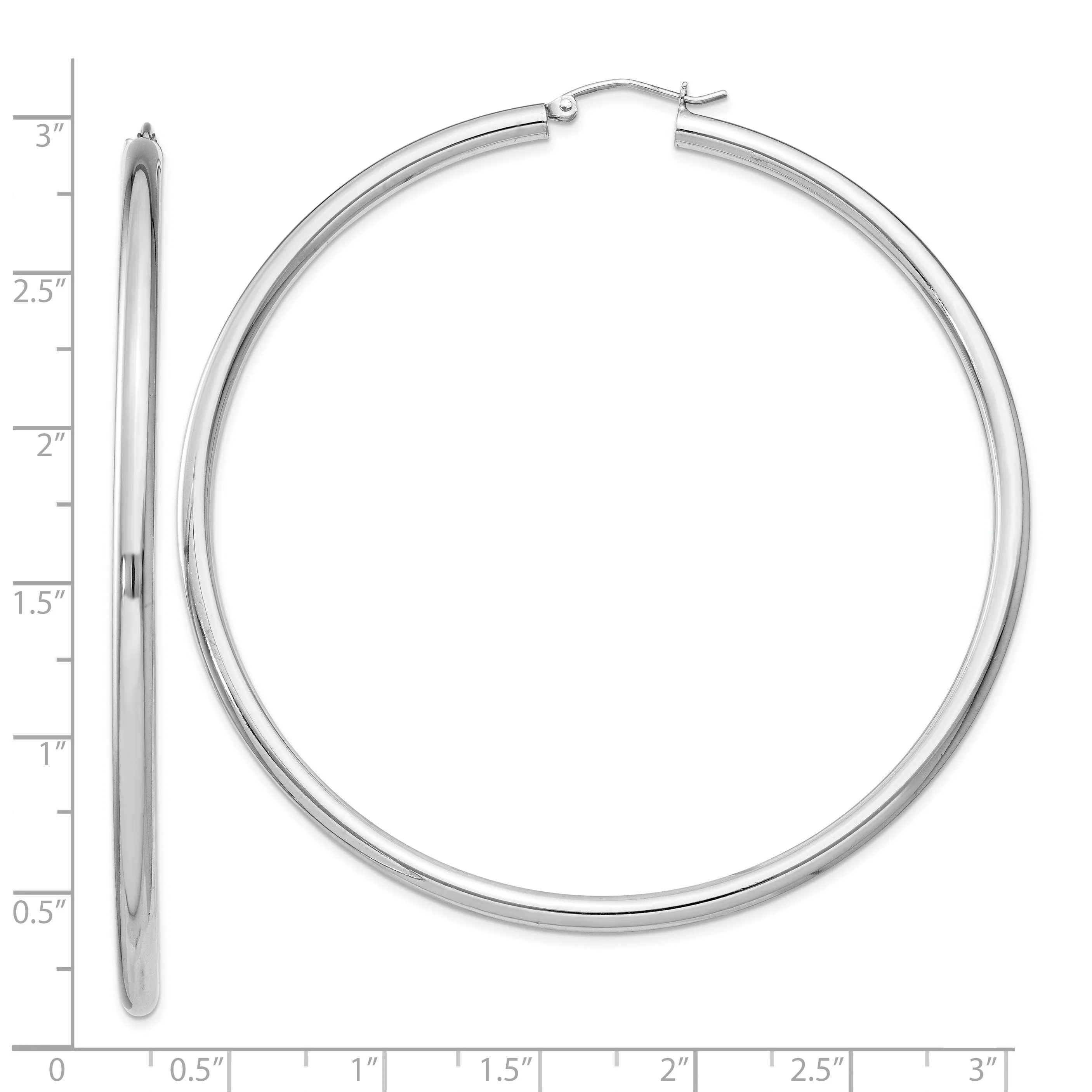 Silver Hollow Round Hoop Hinged Earrings
