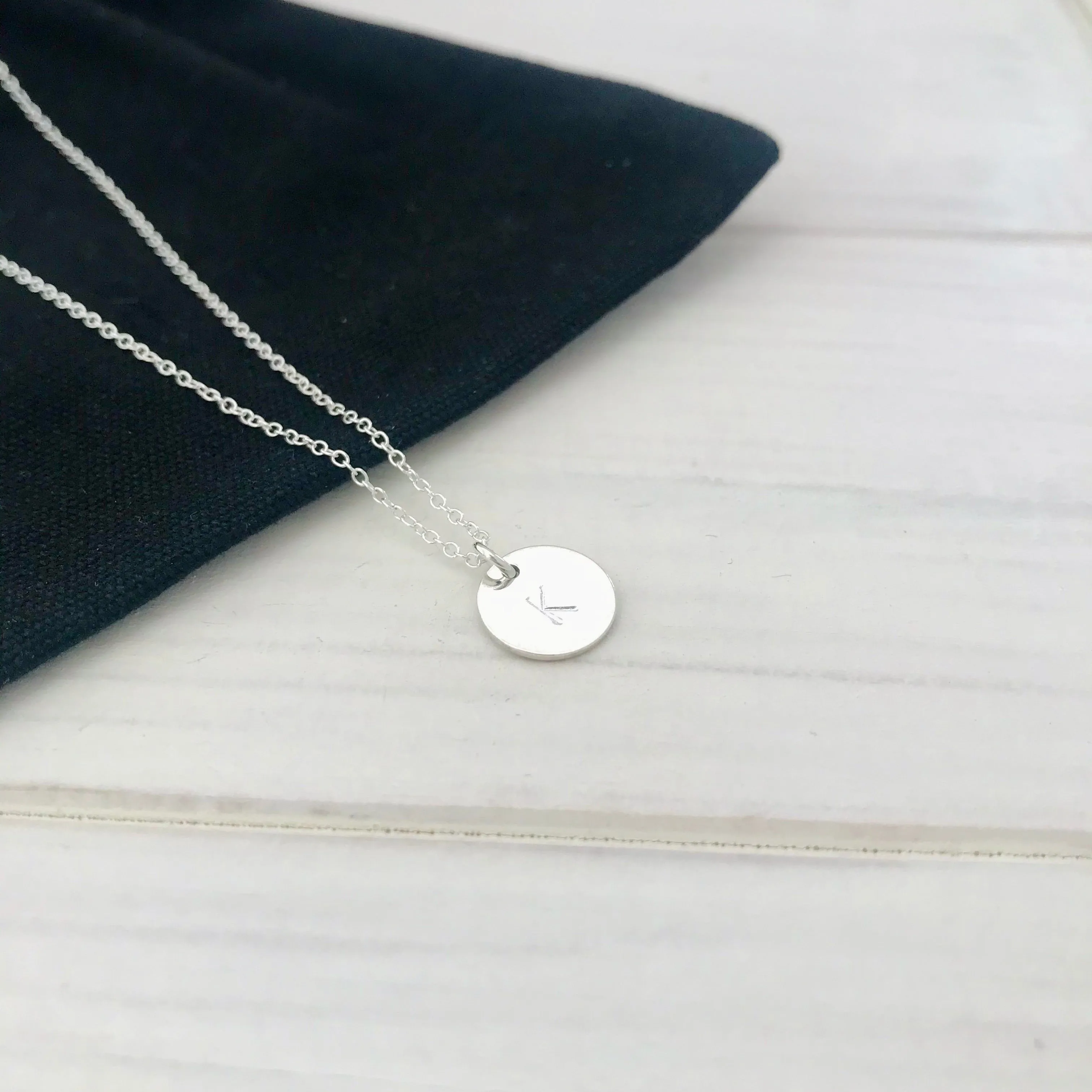 Silver Initial Disc Necklace