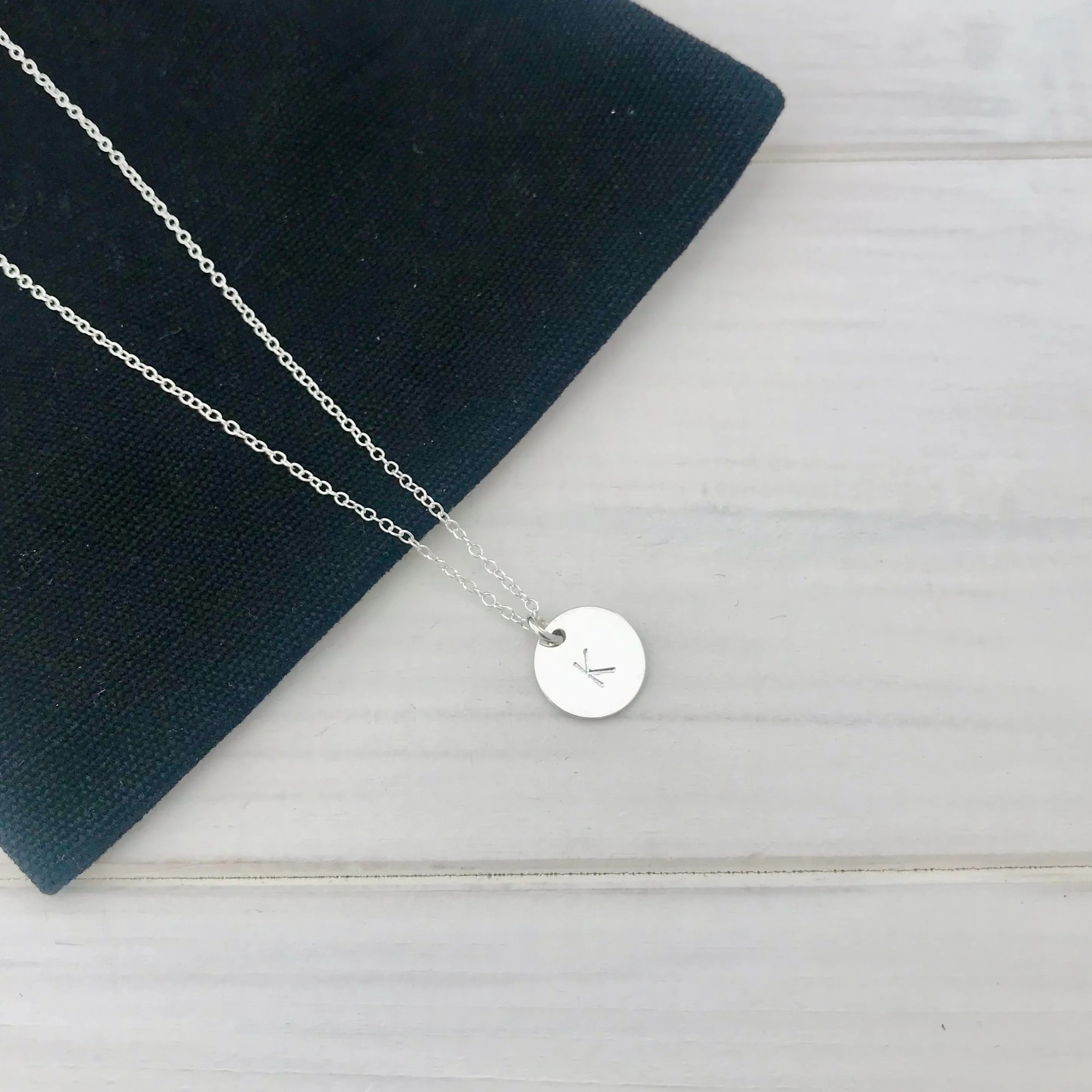 Silver Initial Disc Necklace
