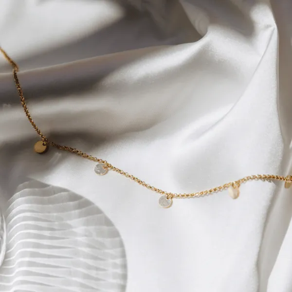 Silver Italian Waterproof Multi Disc Necklace