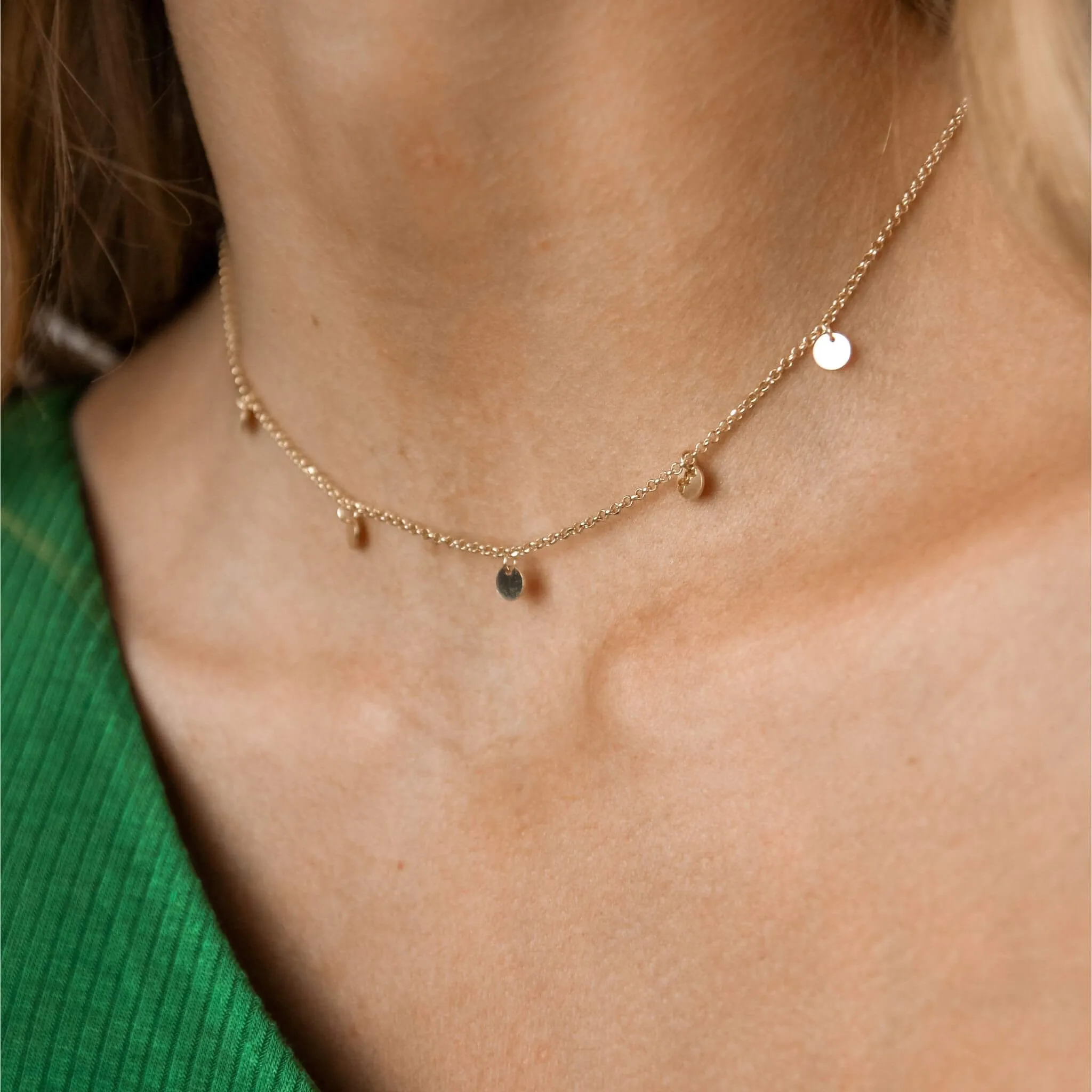 Silver Italian Waterproof Multi Disc Necklace