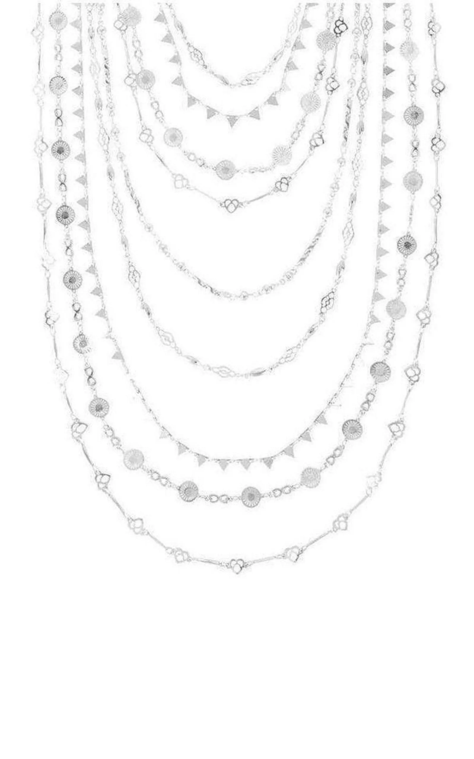 Silver Layered Novelty Chain Necklace