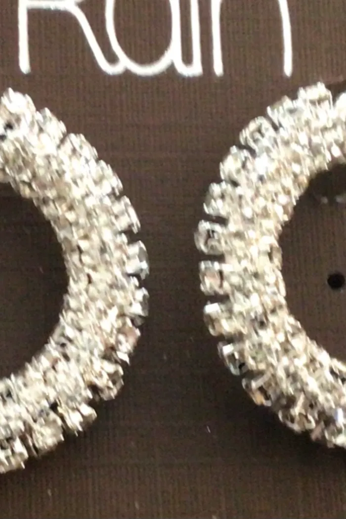 Silver or gold 20 mm pave crystal hoop earrings