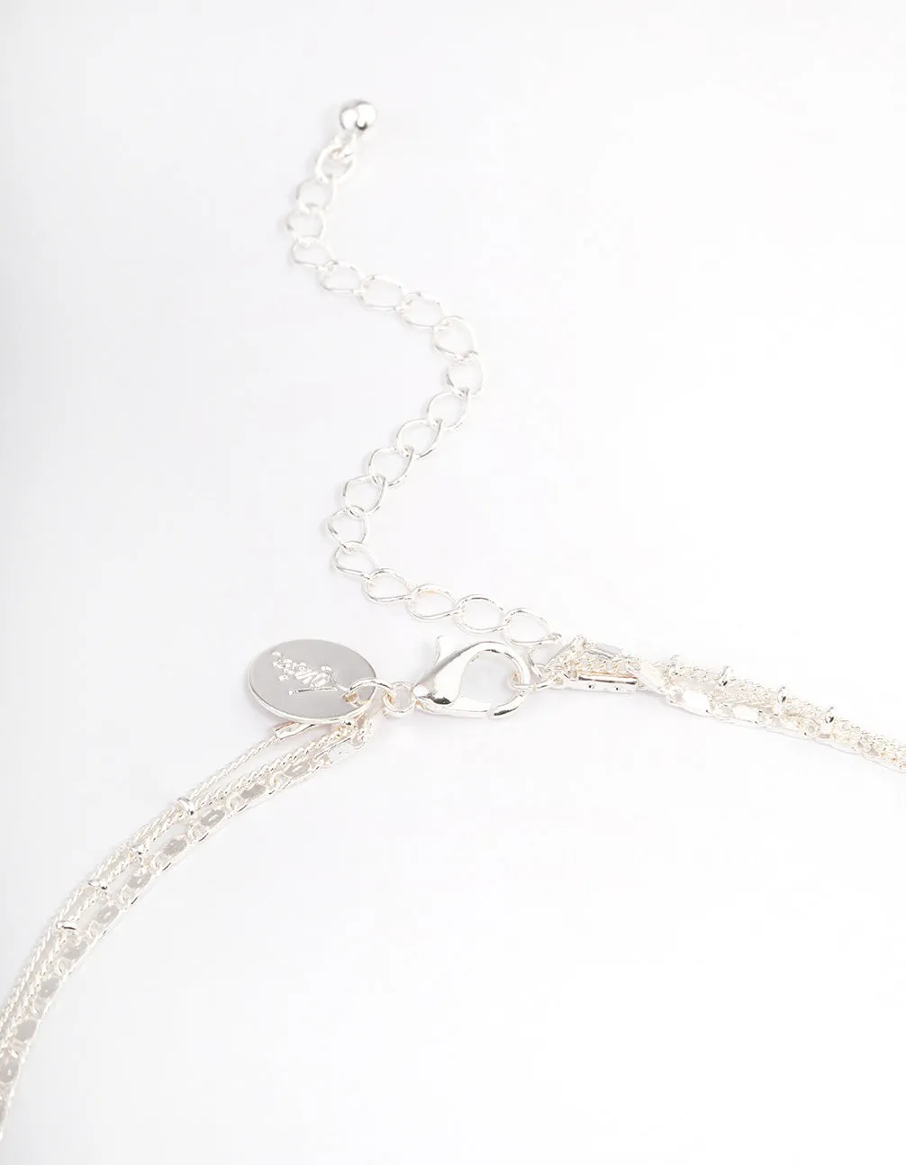 Silver Plated Fine Triple Layered Beaded Disc Necklace
