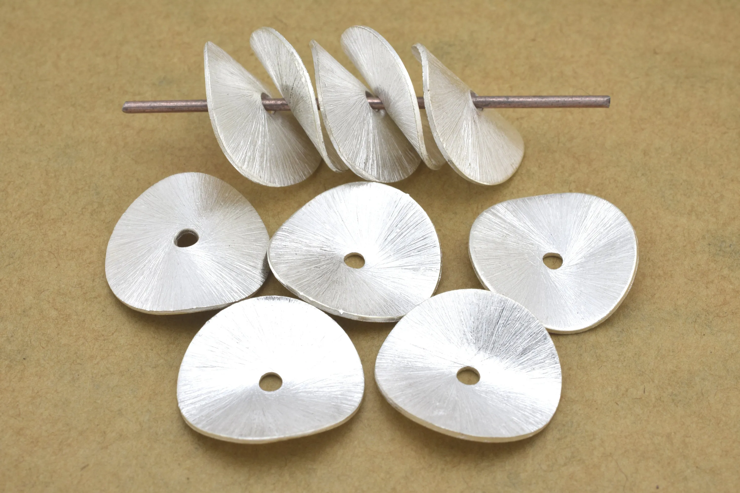 Silver Plated Wavy Disc Spacer Beads - 26mm