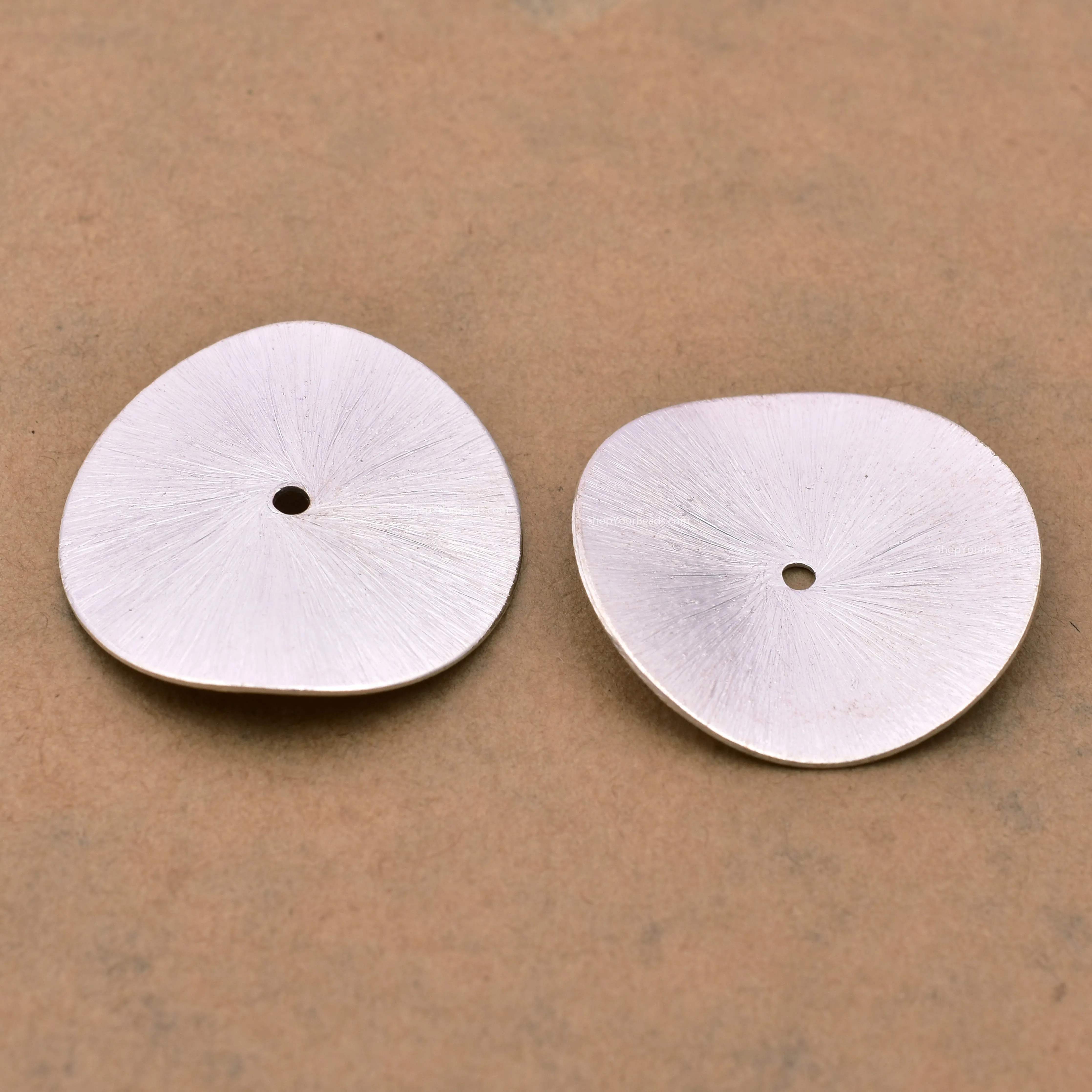 Silver Plated Wavy Disc Spacer Beads - 30mm