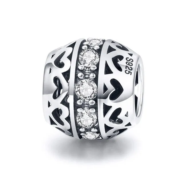 Silver Stackable Heart Beads