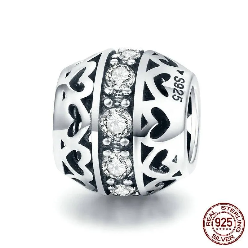 Silver Stackable Heart Beads