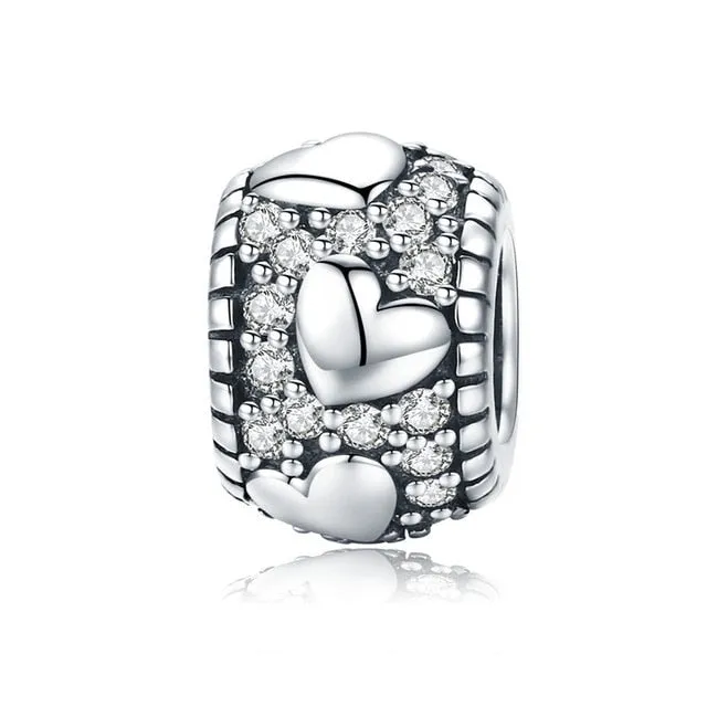 Silver Stackable Heart Beads