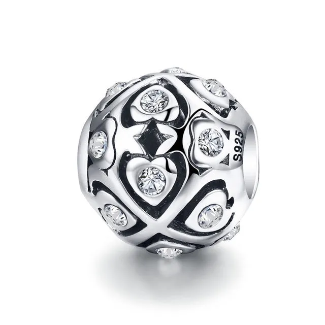 Silver Stackable Heart Beads