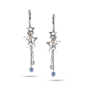 SILVER STAR CRYSTAL DROP EARRINGS #193WH3401 (2B3)
