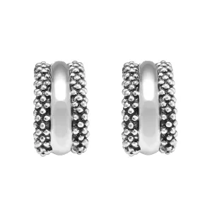 Silver Station Caviar Huggie Earrings