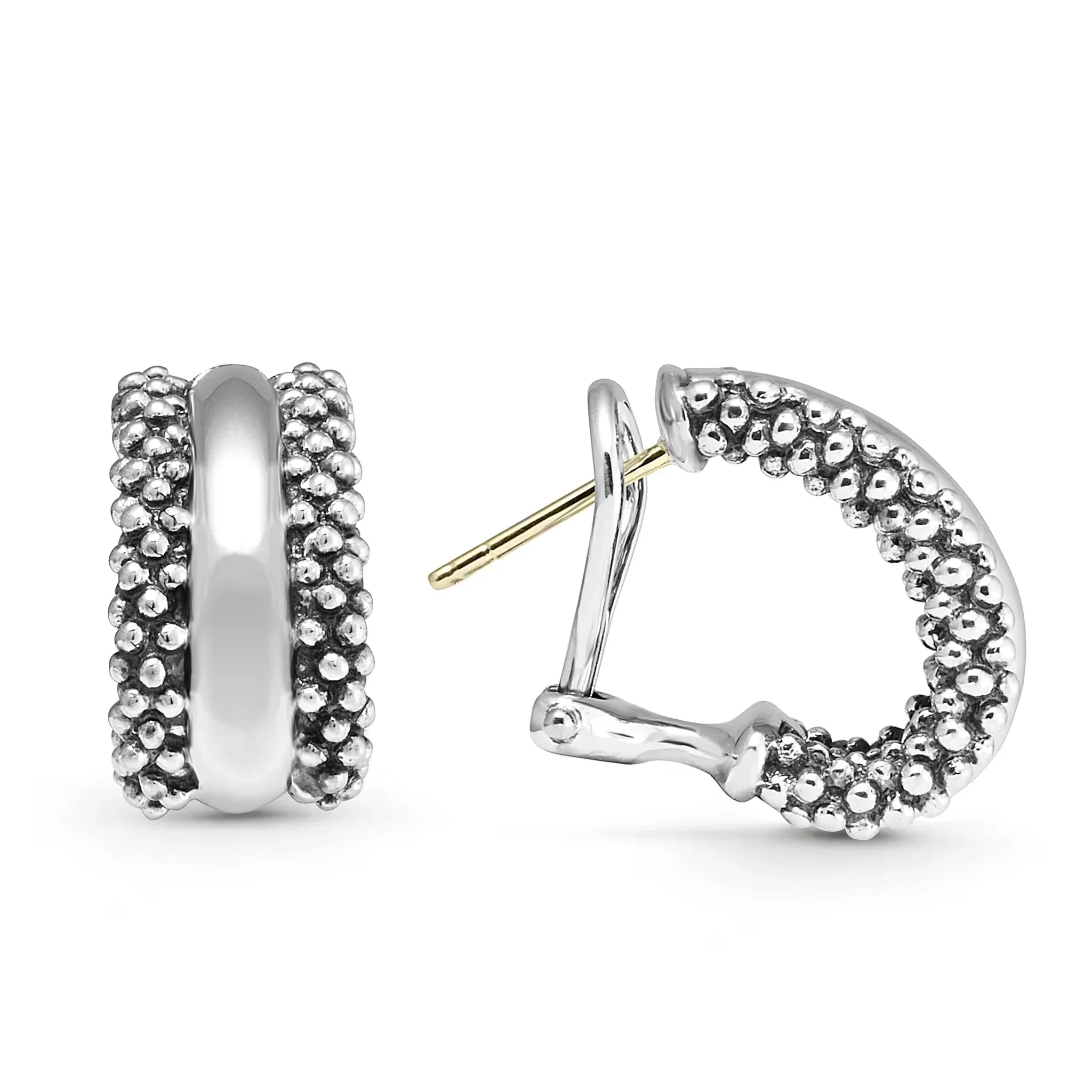 Silver Station Caviar Huggie Earrings