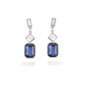 SILVER WHITE CRYSTAL AND BLUE EARRINGS  #FW1203041 (HB8)