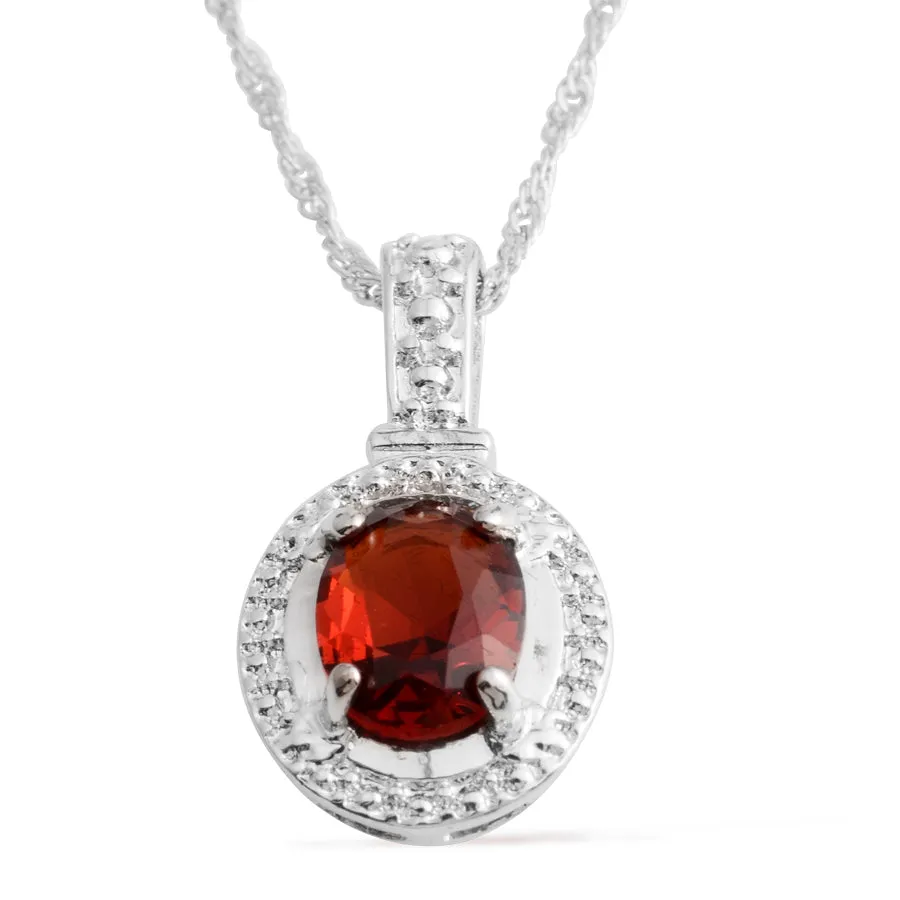 Silvertone Halo Red Austrian Crystal Ring (size 8), Pendant, Earrings Set with Chain (18 in)