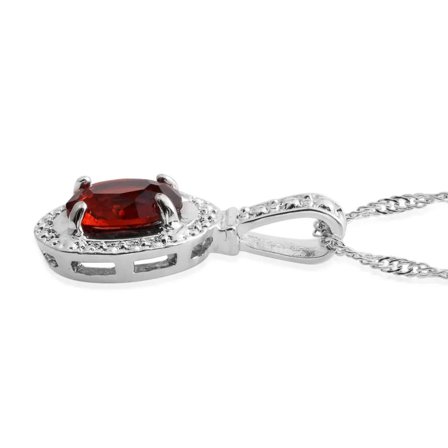 Silvertone Halo Red Austrian Crystal Ring (size 8), Pendant, Earrings Set with Chain (18 in)