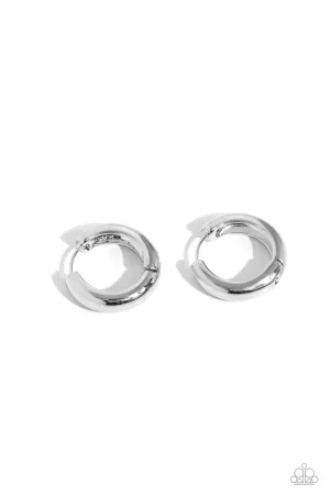 Simply Sinuous - Silver - High Sheen Paparazzi Tiny Hinge Hoop Earrings