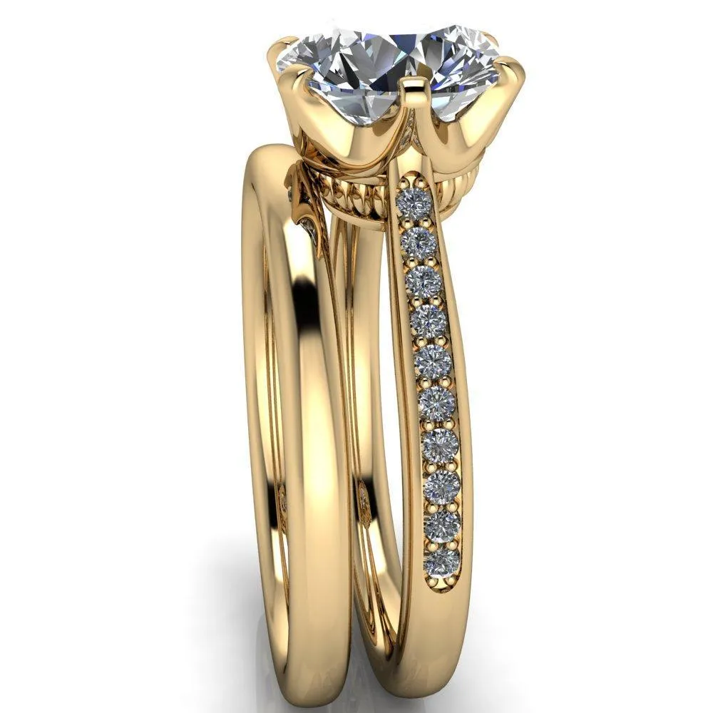 Sinclaire Round Center Stone 6 Prong Diamond Channel Ring