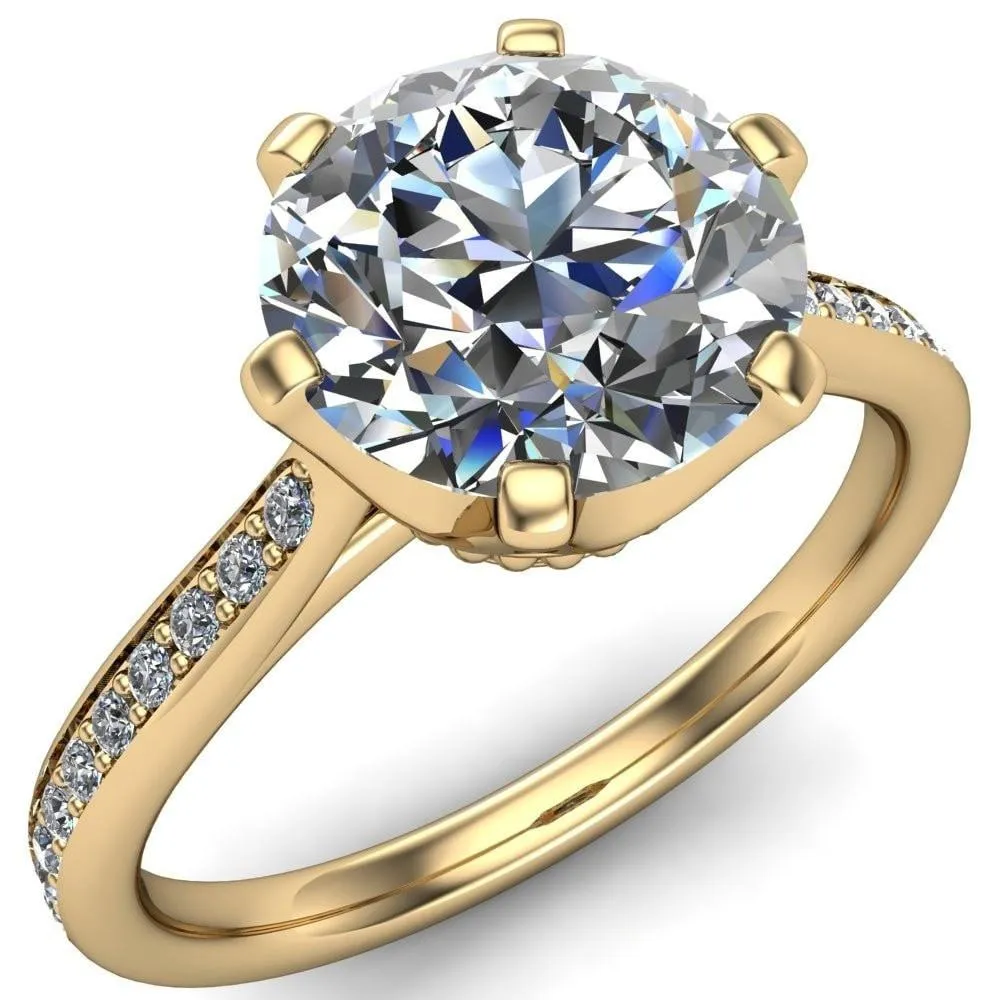 Sinclaire Round Center Stone 6 Prong Diamond Channel Ring