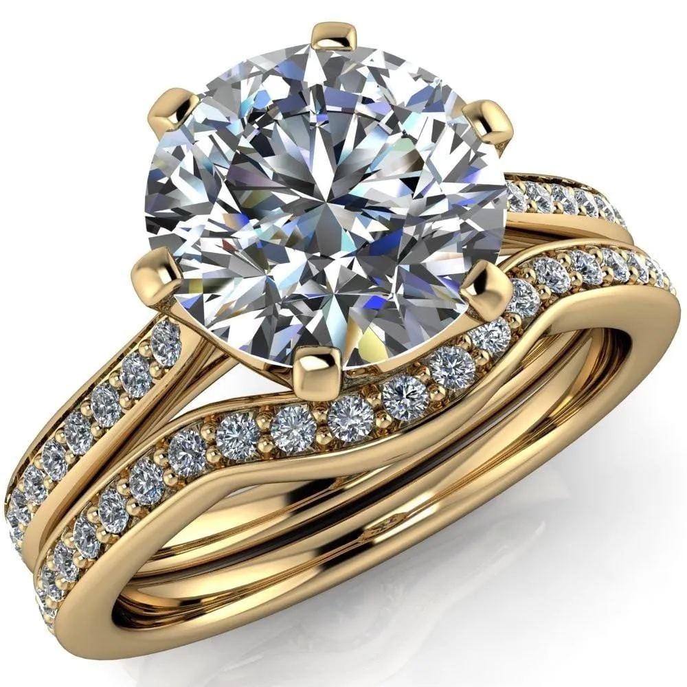 Sinclaire Round Center Stone 6 Prong Diamond Channel Ring