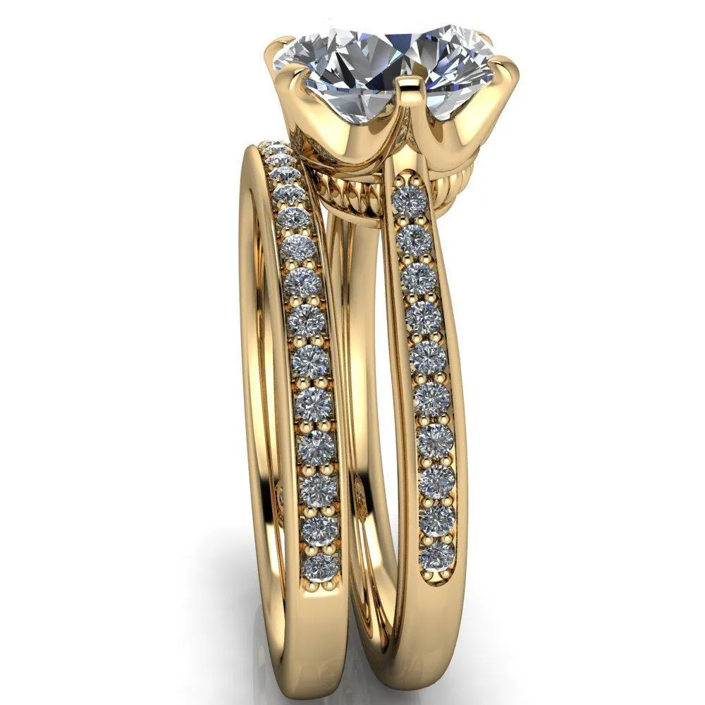Sinclaire Round Center Stone 6 Prong Diamond Channel Ring
