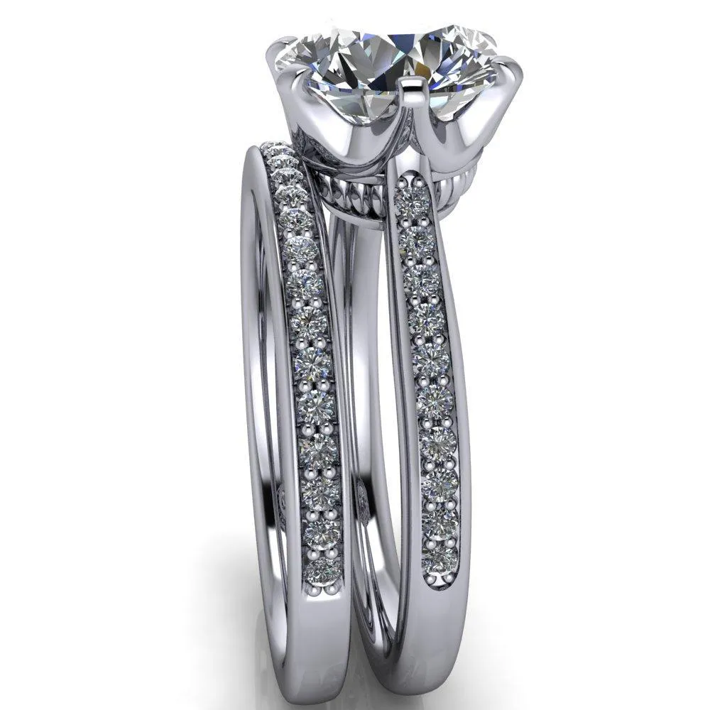 Sinclaire Round Center Stone 6 Prong Diamond Channel Ring