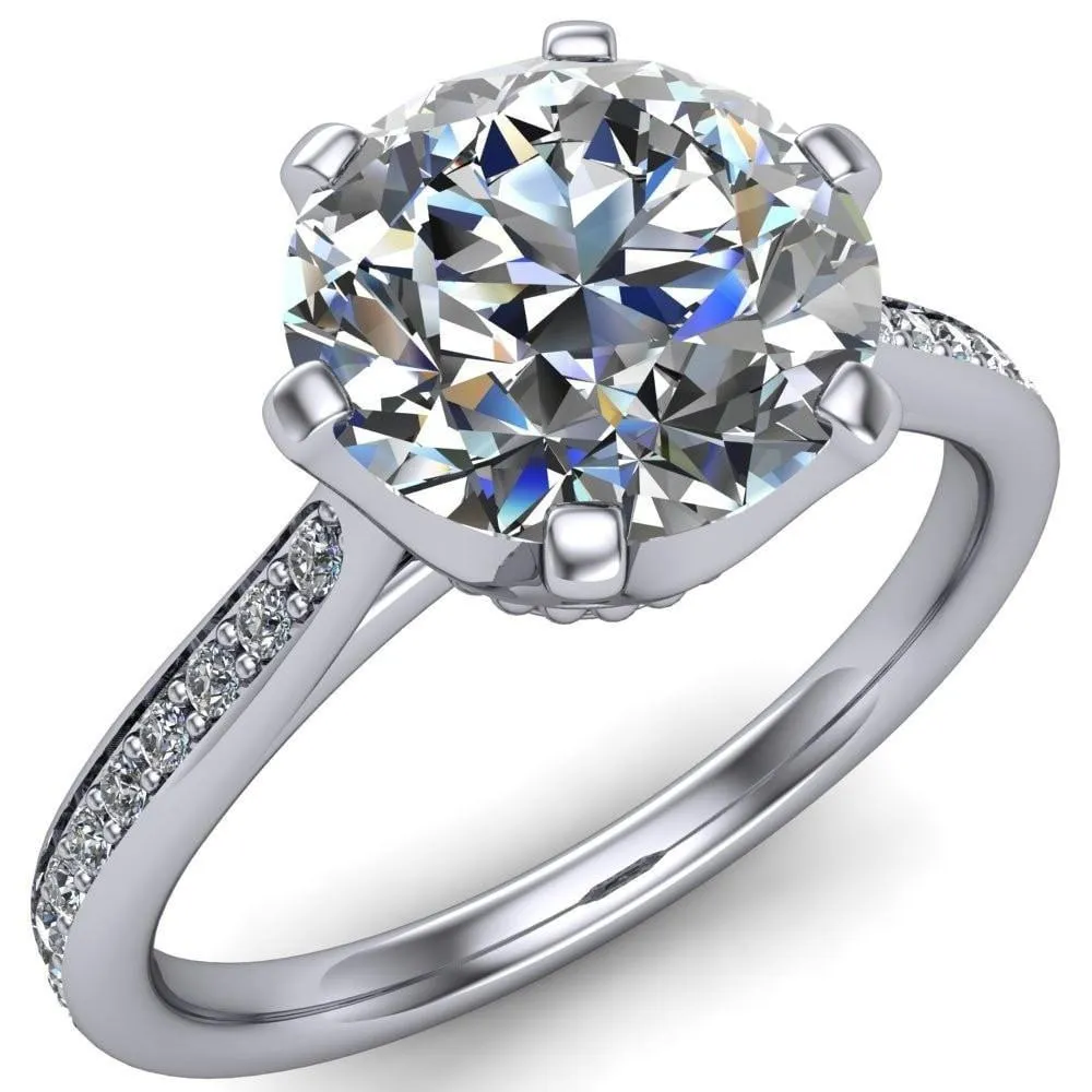 Sinclaire Round Center Stone 6 Prong Diamond Channel Ring