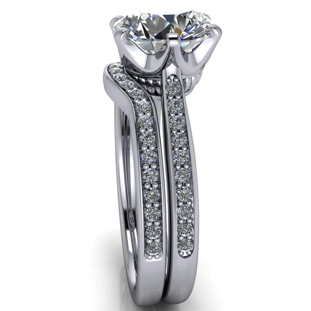 Sinclaire Round Center Stone 6 Prong Diamond Channel Ring