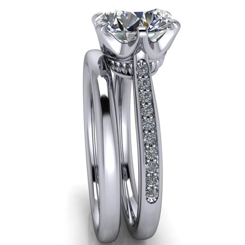 Sinclaire Round Center Stone 6 Prong Diamond Channel Ring