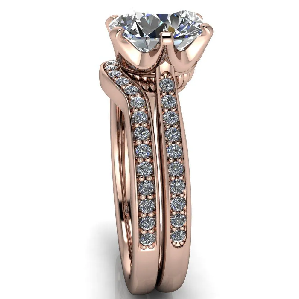 Sinclaire Round Center Stone 6 Prong Diamond Channel Ring