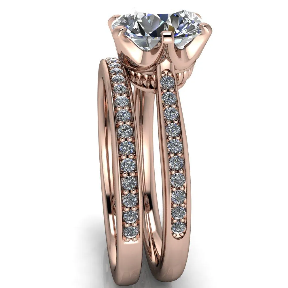 Sinclaire Round Center Stone 6 Prong Diamond Channel Ring