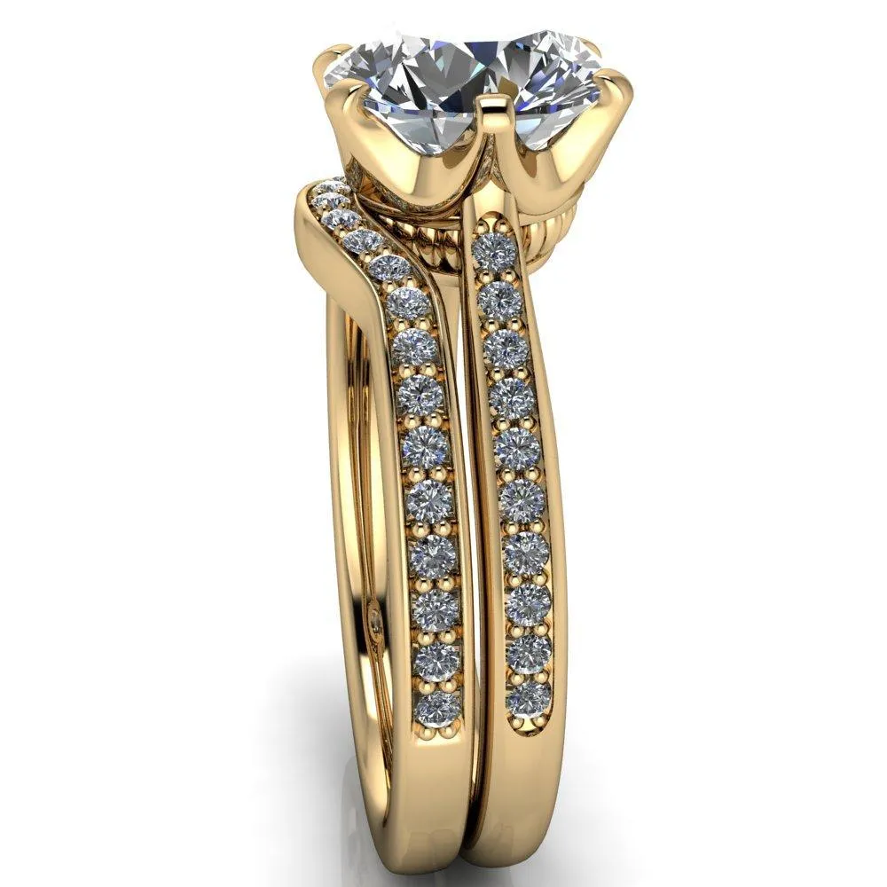 Sinclaire Round Center Stone 6 Prong Diamond Channel Ring
