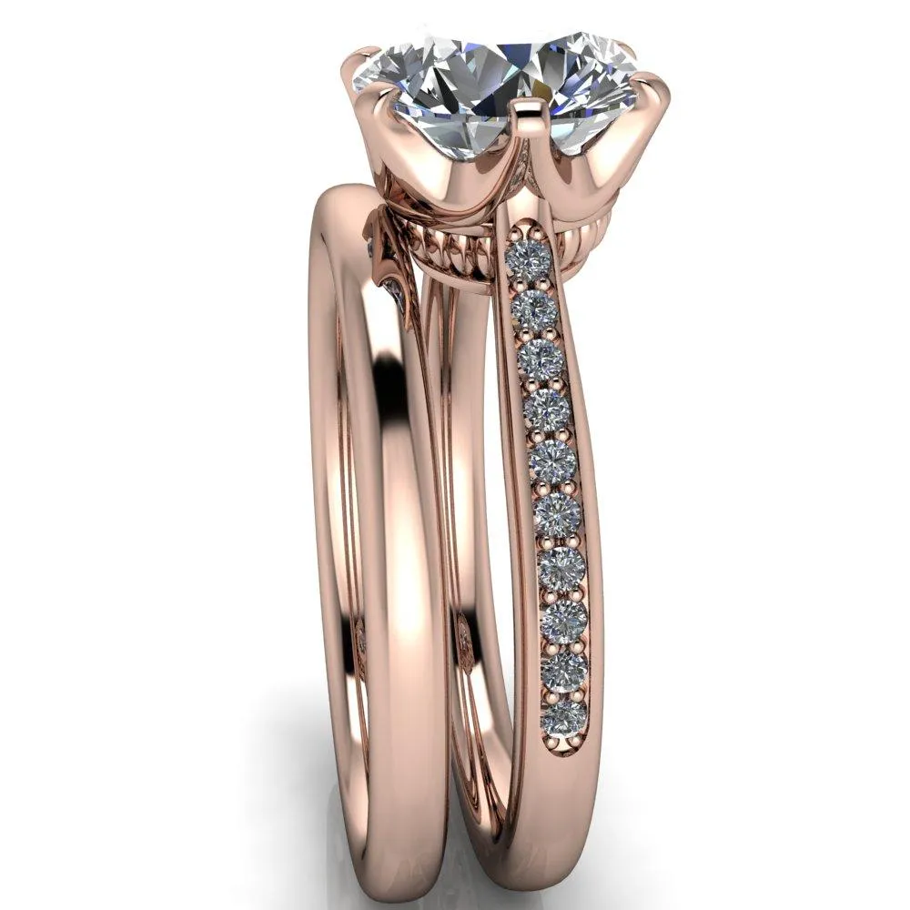 Sinclaire Round Center Stone 6 Prong Diamond Channel Ring