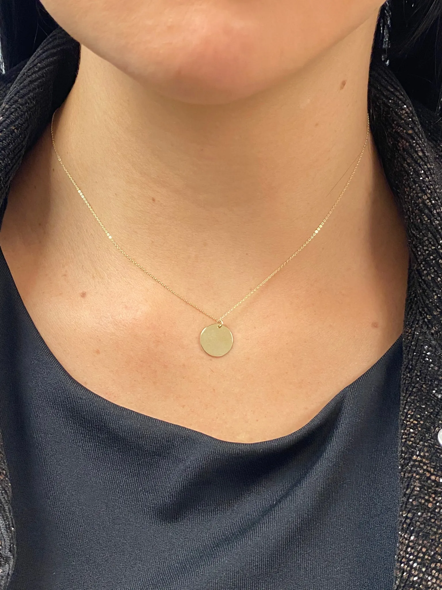 Single Circle Disc Charm Necklace